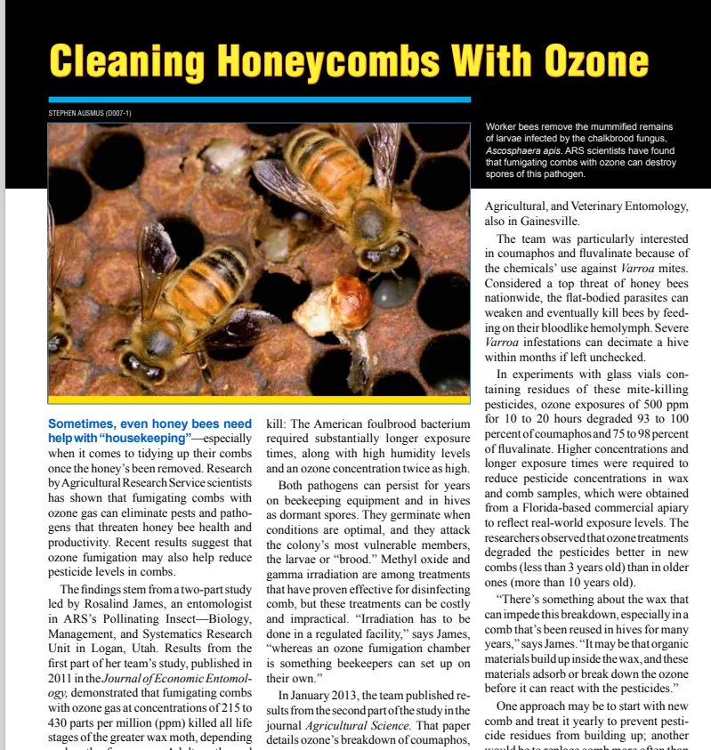 Ozone is used in beehives